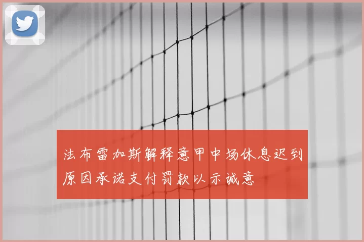 法布雷加斯解释意甲中场休息迟到原因承诺支付罚款以示诚意